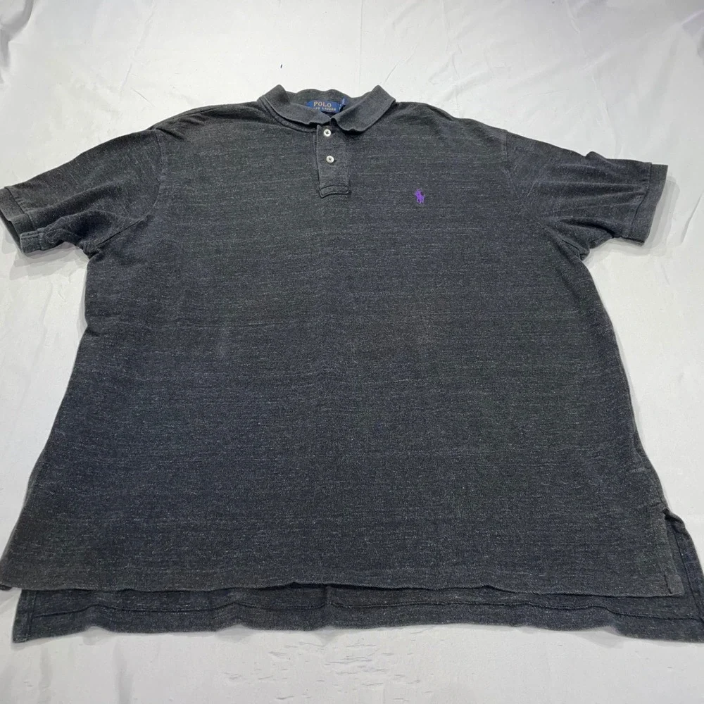 Polo Ralph Lauren Mens XXL Charcoal Gray Heather Pony Logo Polo Shirt
